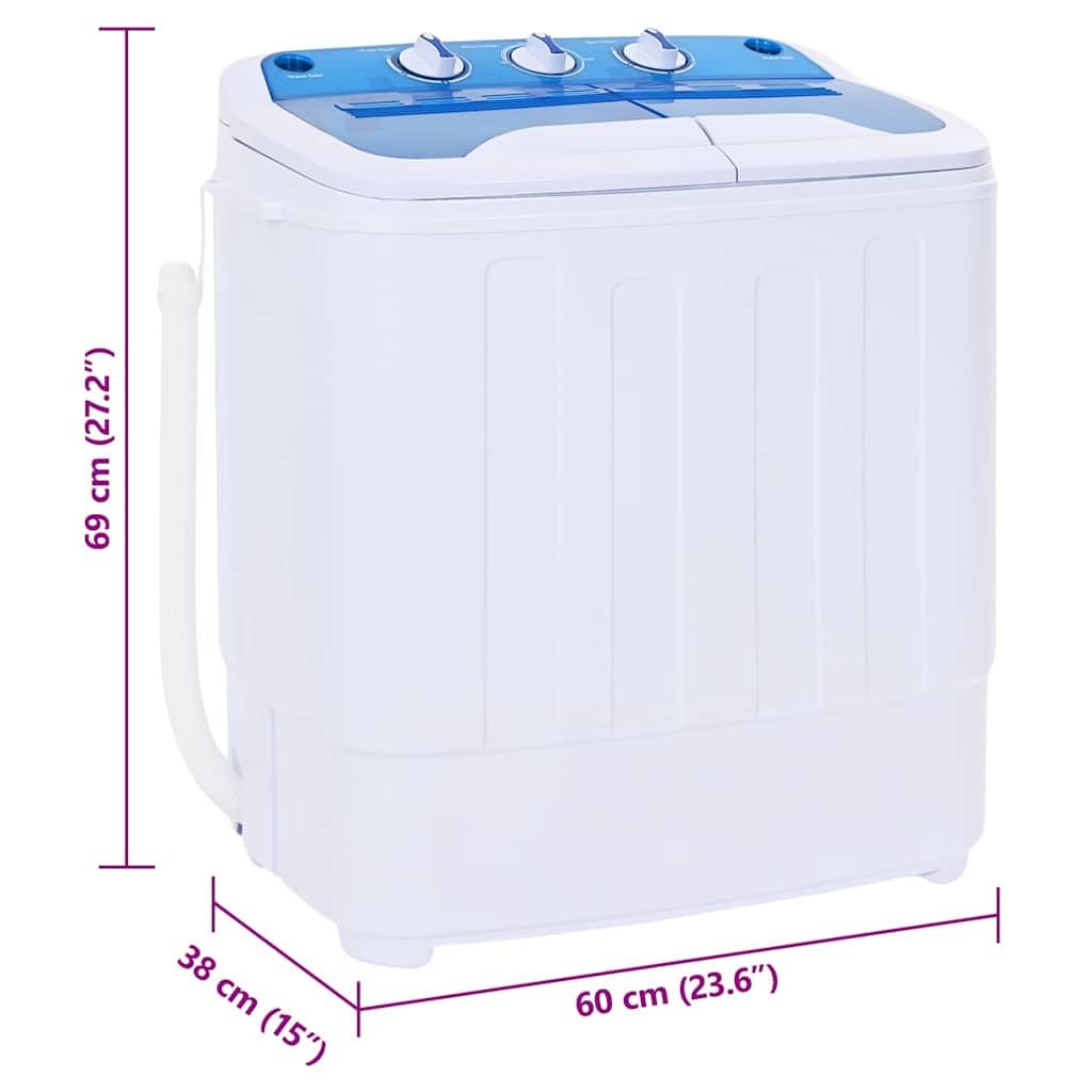 vidaXL Mini Waschmaschine mit Schleuder 2 Kammern 15-Minuten-Timer Wäscheschleuder Waschautomat Camping Miniwaschmaschine 5,6kg Kunststoff
