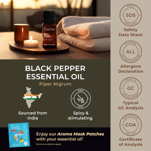 Image of 100% Pure Black Pepper Essential Oil - 0.34 Fl Oz - Black Pepper Oil for Hair, Skin, Diffuser, Aromatherapy & DIY Candle Making Scent