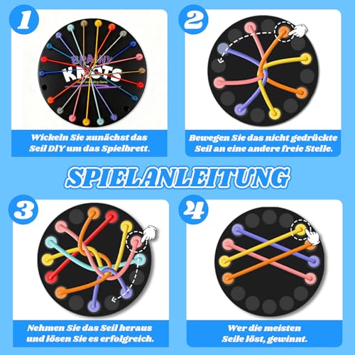 Brainy Knots Spiel Rope Herausforderungs Rätsel Knobelspiele mit Seil Logik Strategiespiel Logik Spiele Knot für Kinder ab 8, Familienspiele 2 bis 4 Spieler