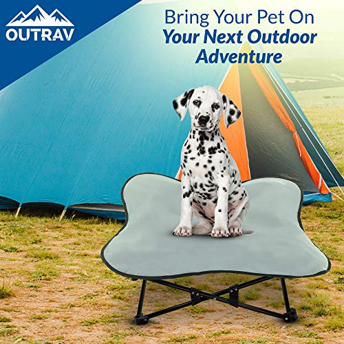 Portable Elevated Dog Bed | Folding Pet Cot For Indoor, Outdoor, Traveling, Camping | Fold Up Steel Frame With Padded Cushion Canopy | Raised Travel Lounger For Large, Small, Dogs, Cats, Up To 100 Lb. #TOP6
