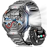 スマートウォッチ【2025最新進化 GPS内蔵】CHATGPT付き 2種バンド付き 軍用規格 Bluetooth5.3通話 着信/LINEなどアプリ通知 3ATM防水 耐衝撃 GPS運動軌跡記録 腕時計 長持ちバッテリー 7-15日使用可能 100+運動モード 300＋文字盤DIY 高度計 気圧計 コンパス 歩数計 iPhone アンドロイド対応smart watch（ブラック）