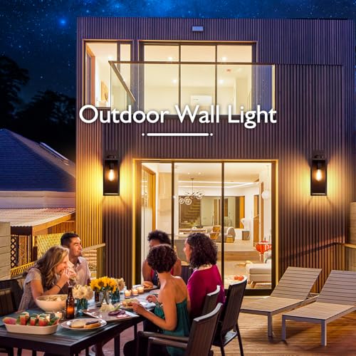 Image of BesLowe 15 inch Large Outdoor Wall Light Fixture, Exterior Porch Sconce, Brown | Waterproof, Rust-Resistant, Durable Metal with Clear Glass, Standard E26 Socket, Easy to Install
