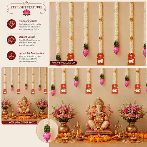 Image of SpecialYou Ganpati Decoration Setup for Home Decor With Cow & Lotus Bud Wall Hanging Decoration, Ganesh Chaturthi Home Decoration, Wall Decor Items for Living Room- 9Pcs