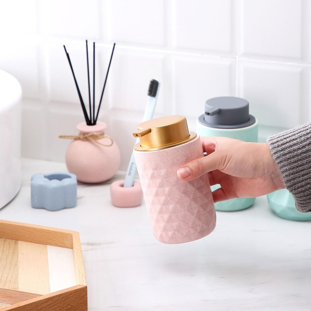 Kitchen Soap Dispenser Simple Straight Press Bottle Shower Gel Foaming Ceramic Soap Dispenser Shower Gel Shampoo Bottle Bathroom Soap Dispenser(A)