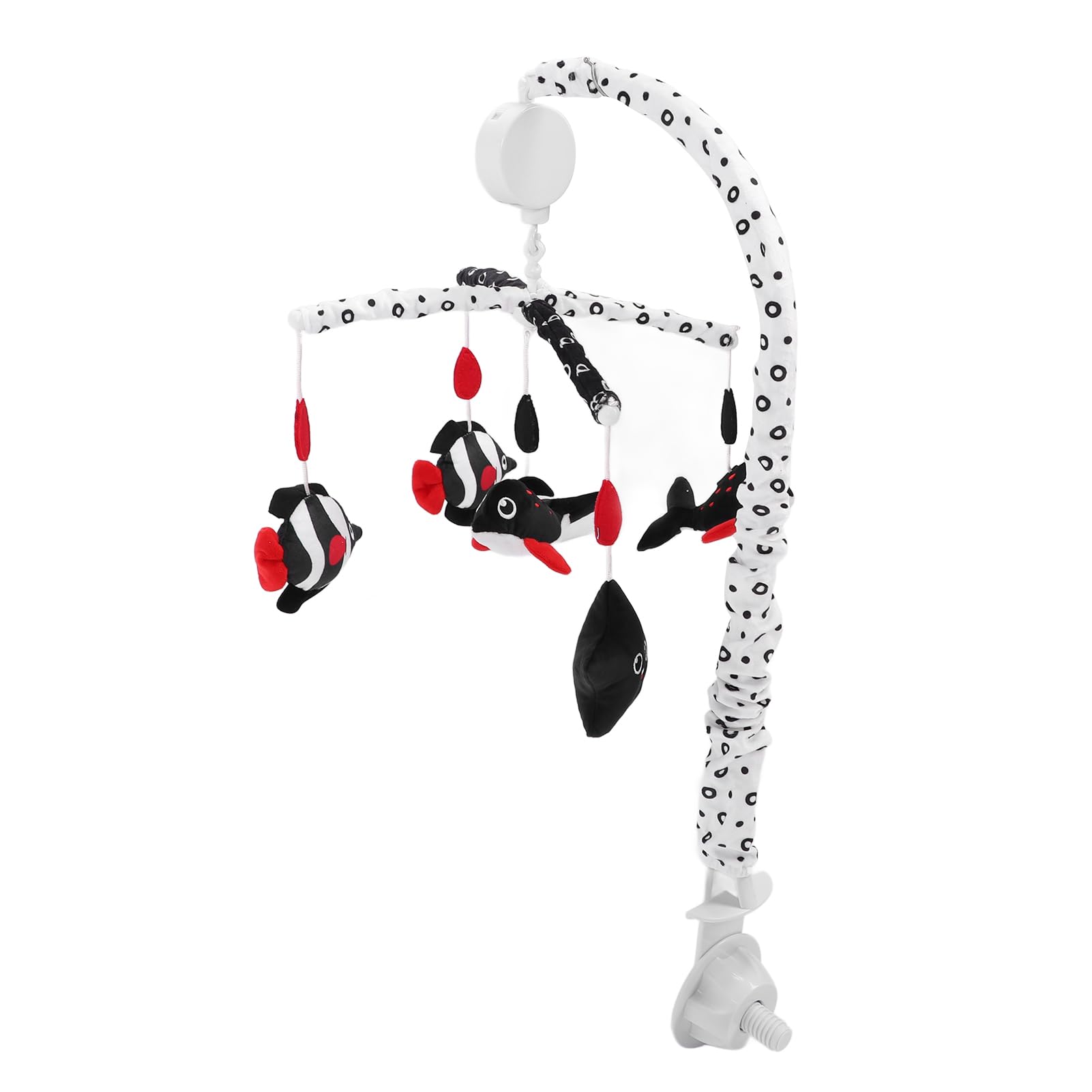 Cuna de bebé Móvil juguete musical Cuna móvil alto contraste negro rojo rojo suave peluche prevenir el estrabismo para la habitación de la guardería infantil (Océano)