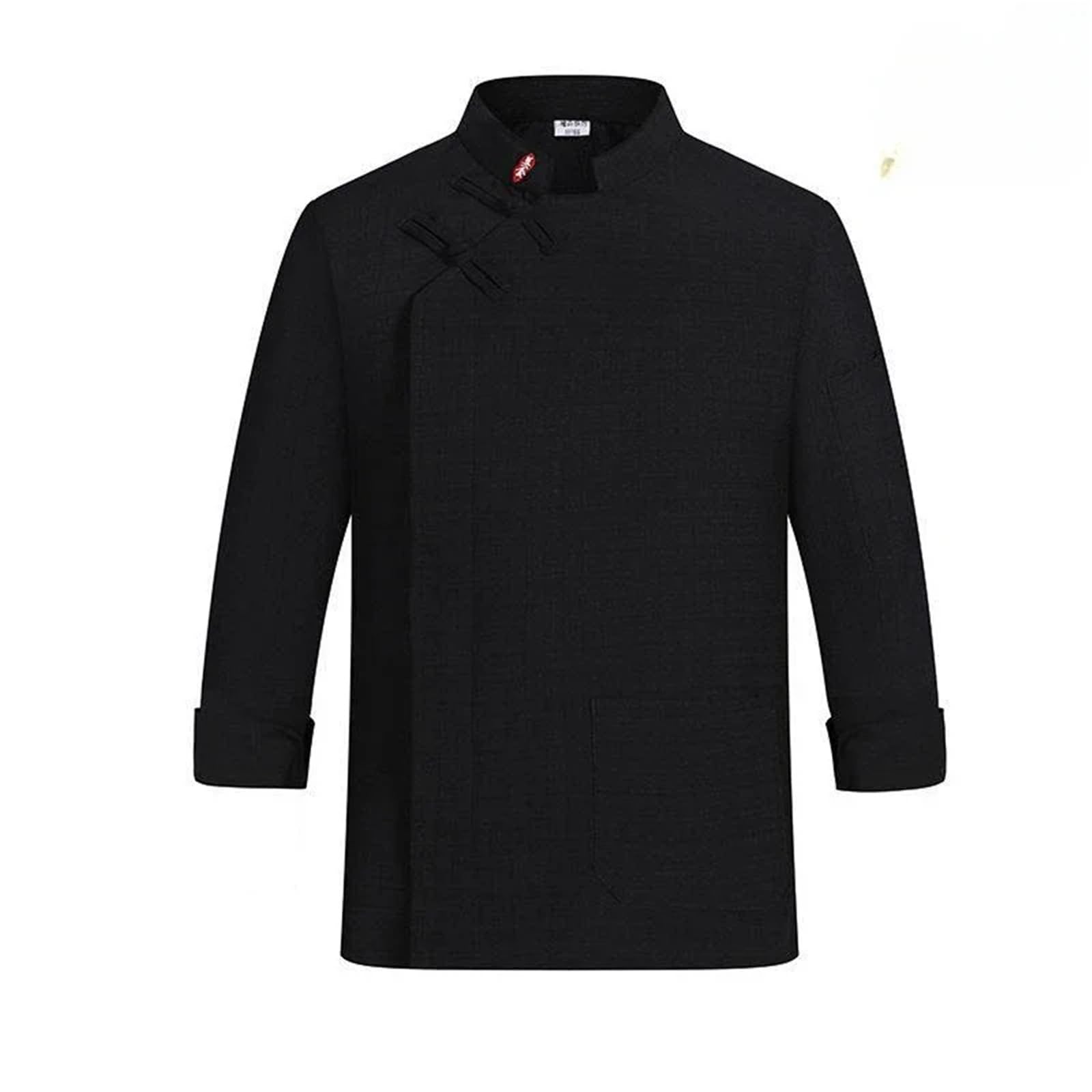 Ropa De Cocinero Chaqueta de Cocinero de Lino de Manga Larga for Hombre y Mujer, Uniforme de Cocinero, Abrigo de Camarero(Black,XXL)
