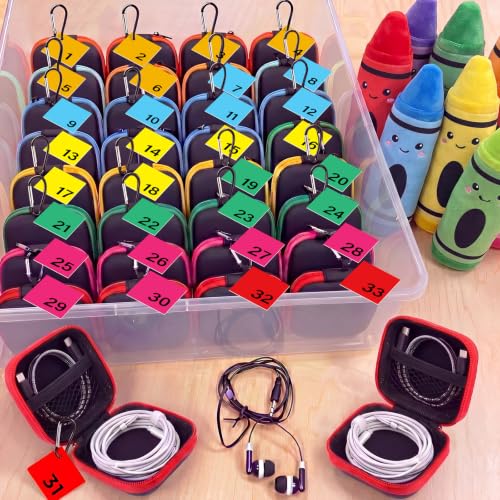 Étuis pour écouteurs Kingdder : lot de 36 organiseurs EVA colorés pour l'école