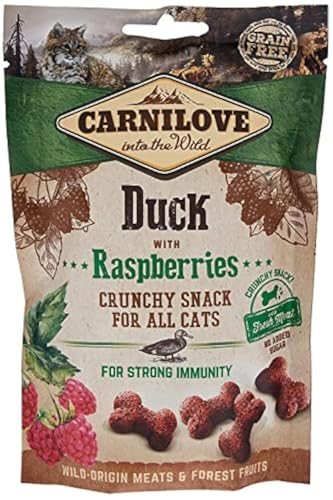 Carnilove Crunchy Snack Duck & Raspberries Leckerlis für Katzen, 50 g, 31 x 1,61 g, insgesamt 50 g