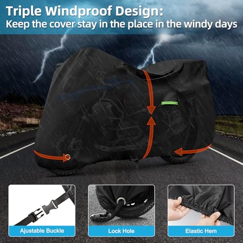 Image of Motorcycle Cover Waterproof for BMW R1300GS /R1250GS /F900GS /Adventure with Trunk Model, Heavy Duty Outdoor Sun Rain UV Dust All Weather Protection Motorbike Cover with Soft Cotton Lining & Lock Hole