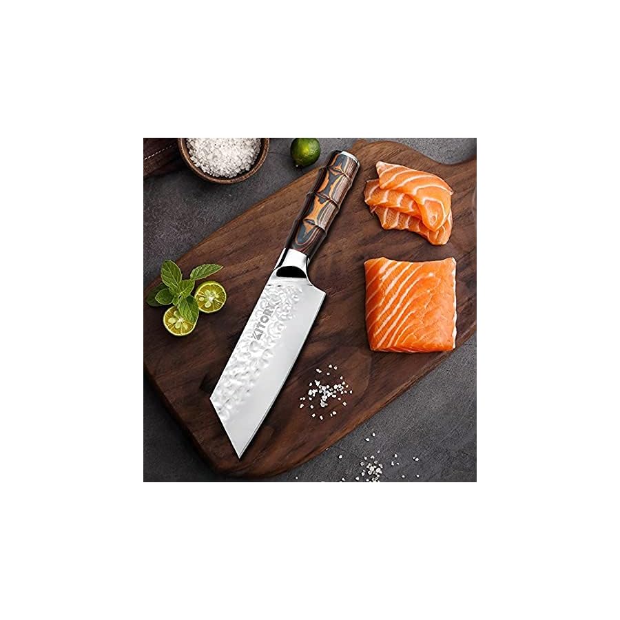 Kitory-Kiritsuke-Chef-Knife-55-Small-Japanese-Kitchen-Knives-HC-German-Stainless-Steel-Hammered-Finish-Blade-Pakkawood-Handle-Cooking-Cutlery-for-HomeRestaurant Kitory Kiritsuke Chef Knife 5.5", Small Japanese Kitchen Knives, HC German Stainless Steel, Hammered Finish Blade, Pakkawood Handle Cooking Cutlery 2024 Gifts for Home&Restaurant