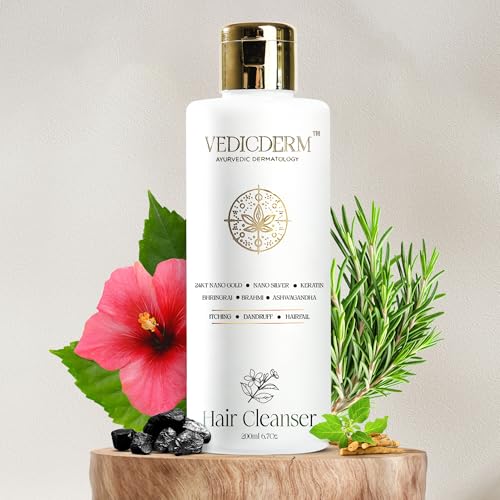 VEDICDERM Plasma Bamboo Charcoal Shampoo 200ml | Clinically Proven For Scalp Psoriasis, Dandruff & Sensitivity | Relieves Itching, Flaking & Dryness | SLS, Paraben & Irritants Free|Daily Hair Cleanser