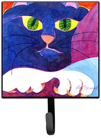 Caroline's Treasures 6138SH4 Big Blue Cat Leash or Key Holder, Wall Hooks, Key Hooks Holder, Coat Rack Wall Mount, Coat Hooks, Hooks for Hanging Keys, Towels, Aprons, Leashes image 2