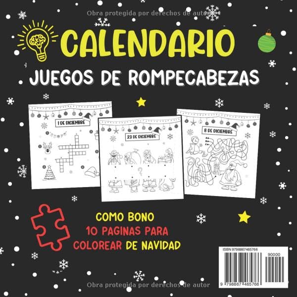 Vista 2 de Calendario de Adviento Rompecabezas juegos de acertijos para niñas y niños de 4 a 8 años un divertido libro navideño y de actividades lógica