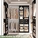 Besiost Closet System, 4.2–8.8 FT Closet Organizer with 2 Wooden Drawers and Shelves, Walk-in Closet System with 5 Hang Rods, Built-in Reach in Closet Tower, Can Fit 60 to 96 inch, Black
