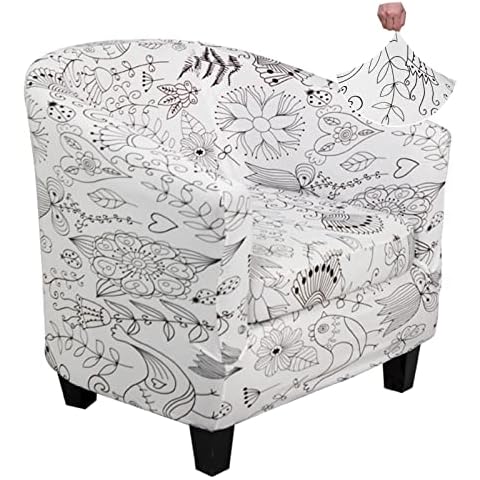 Jaotto Club Chair Covers for Armchair Tub Chair Slipcovers Stretch, Armchair Sofa Covers 1 Piece Couch Covers Removable Washable Slipcover Furniture Protector for Living Room(White Graffiti,2 Pieces) Cover