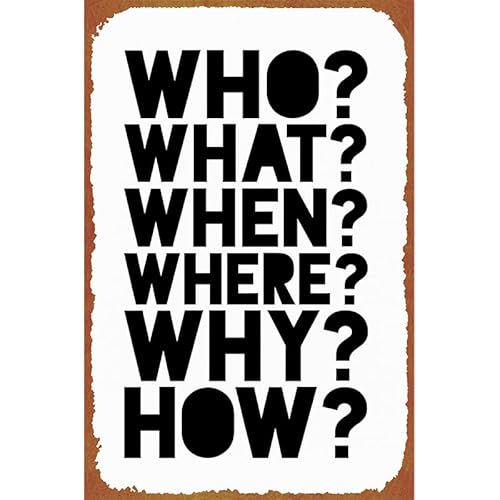 Who What When Where Why How Metal Sign Fun &