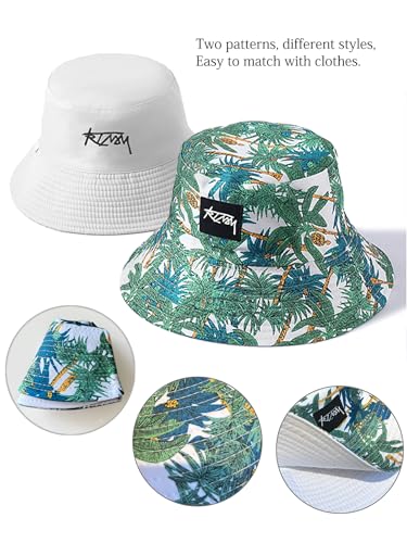Image of Packable Reversible Printed Bucket Hat Unisex for Men Women Beach Fisherman Cap