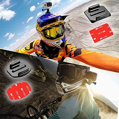 MiPremium Motorcycle Helmet Chin Mount Kits for GoPro Hero 13 12 11 10 9 8 7 6 5 4 3 Black Silver Session, AKASO/Campark & Other Action Camera Swivel Aluminium Screw Flat Curved Adhesive Pads & J Hook - Image 6