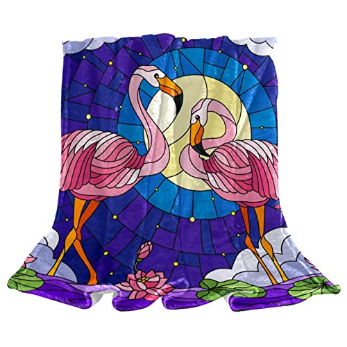 Couverture polaire flamant rose vitrail plaid canapé peluche légère pelucheuse
