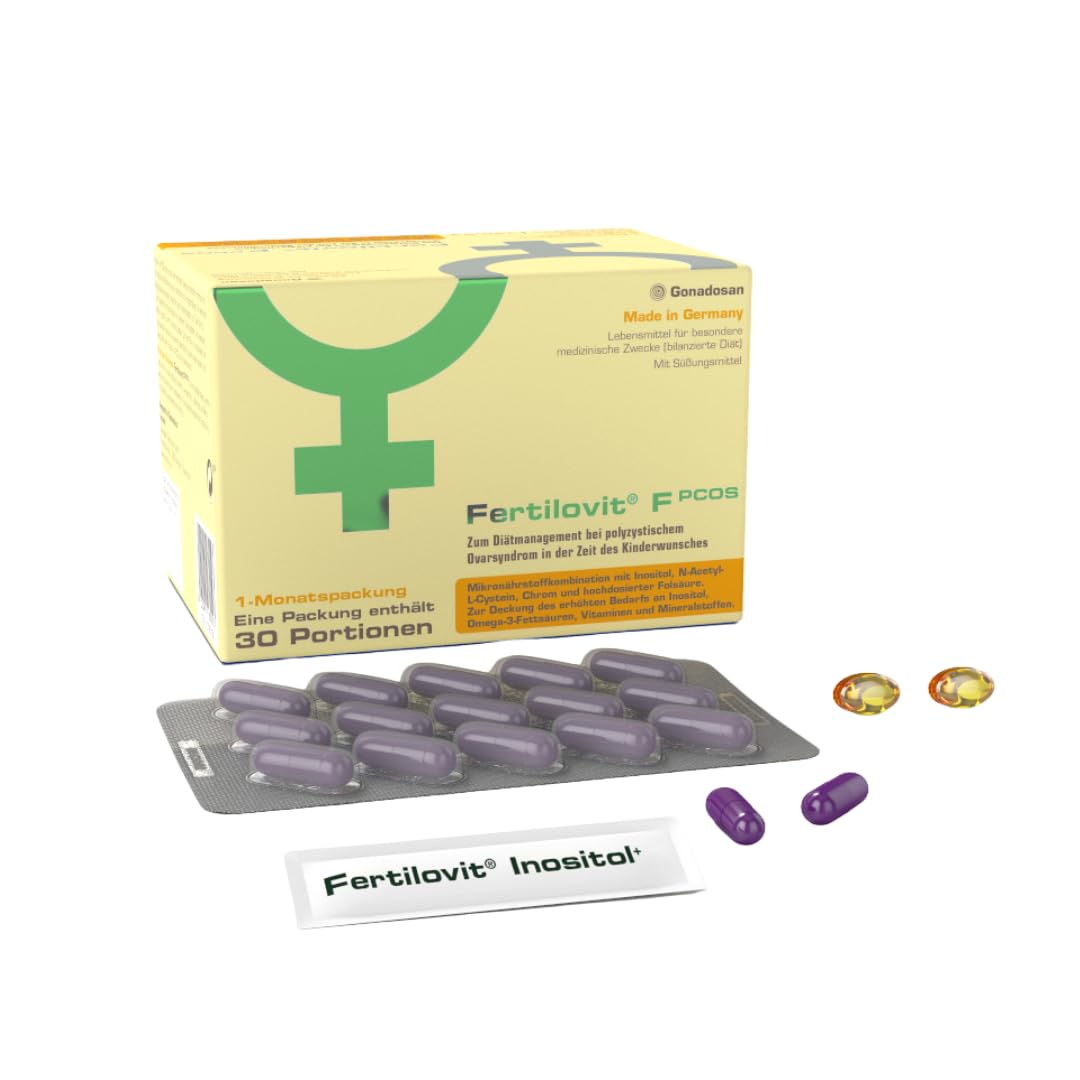 Fertilovit® PCOS Inositol Komplex für Frauen – Myo-Inositol & D-Chiro-Inositol + Folsäure 800 µg – Vitamine & Mineralstoffe für Zyklus & Babyplanung – 60 Kapseln + 30 Sachets