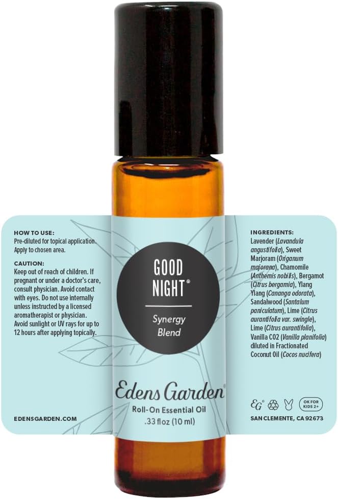 Edens Garden Good Night Essential Oil Roll-On Blend- 100% Pure Premium Grade, Natural, Therapeutic, Aromatherapy, Kid & Skin Safe, The Best for Body, Travel, Relaxation Pre-Diluted 10 ml (.33 fl oz) - Image 9