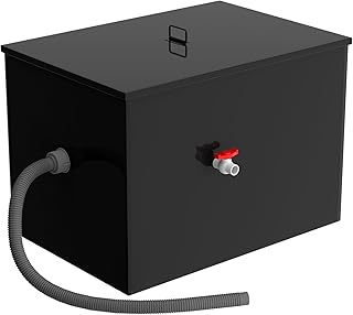 Commercial Grease Trap - 20GPM Flow, 40LBS Capacity, Oil Separator use Phosphorus Coated Carbon Steel. Grease Catcher for Kitchen Sink, Grills, Restaurants, Canteens, Home (Black)