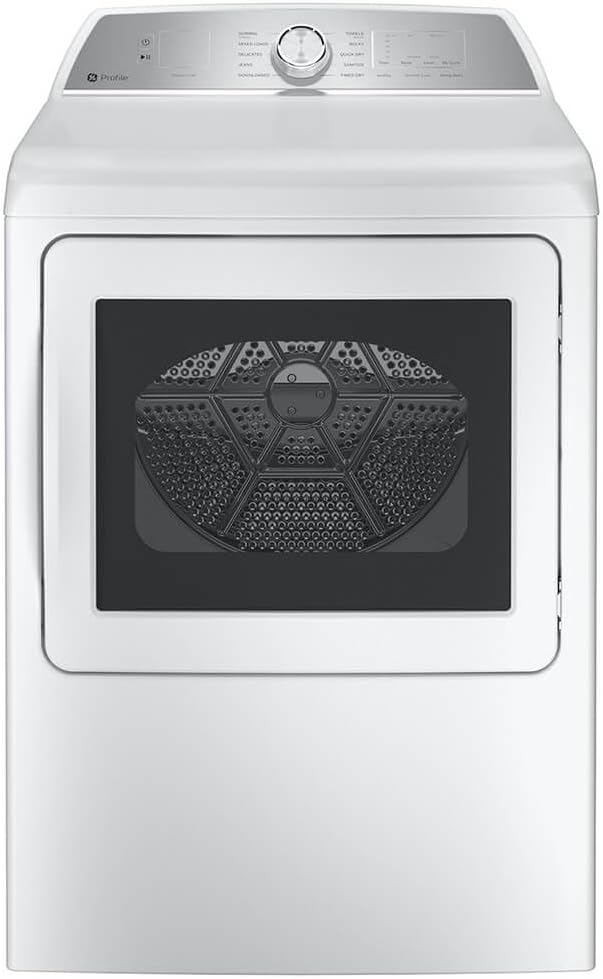 GE Profile PTD60EBSRWS 7.4 Cu. Ft. White Electric Dryer with Sanitize Cycle and Sensor Dry