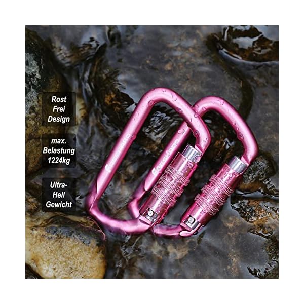 FresKaro 3inch Twist Locking Karabiner-Clips, Gewichtsklasse 1224kg, Auto-Lock Aluminium Karabiner, für Hängematten… – Bild 7