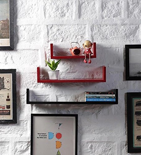Image of Onlineshoppee MDF Handicraft Wall Decor U-Shaped Designer Wall Shelf