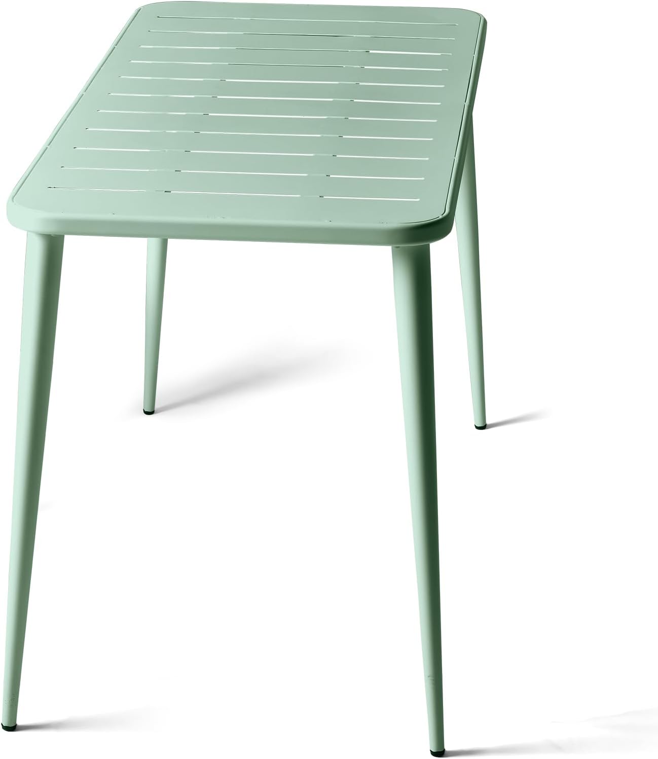 Modern Rectangle Metal Patio Dining Table for 6 People for Outdoor&Indoor Home Cafe Bar Table Office Computer Meeting Desk Lawn Backyard Balcony 47.2" Lx23.6 Wx30 H (Pea Green)