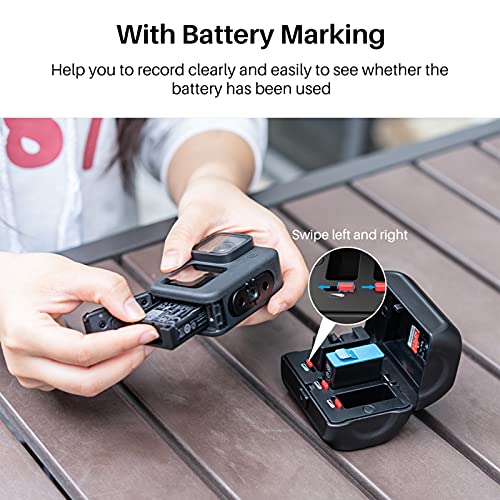 Sunbaca 3 slots para câmera de ação e armazenamento de bateria e caixa de estojo com 2 slots de cart