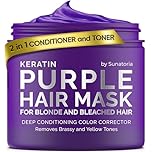 SUNATORIA NEW Purple Hair Mask with Keratin - Blonde Hair Purple Toner - Repair & Nourishment Treatment for Bleached, Brassy Hair - No More Yellow, Copper Tones