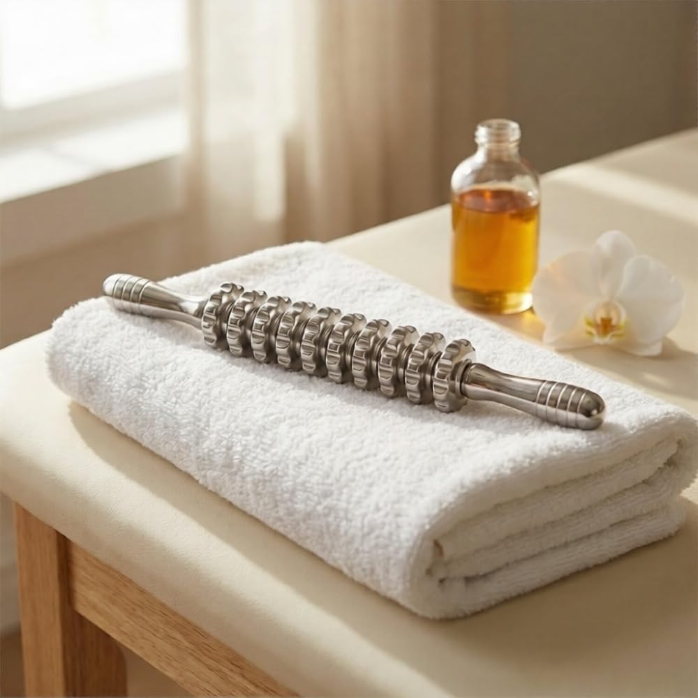 ONUEMP Stainless Steel Massage Roller for Ice Body Sculpting, Maderoterapia Kit Colombiana Professional, Cellulite Massager Roller, Lymphatic Drainage Massager, Cellulite Remover for Leg Back