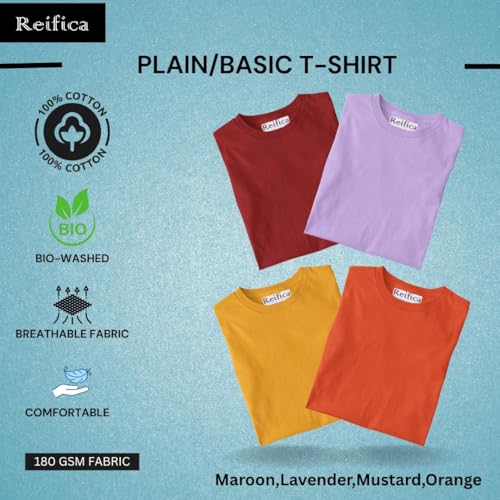 Image of Reifica Women's Plain Half Sleeve T-Shirt Combo Pack of 4