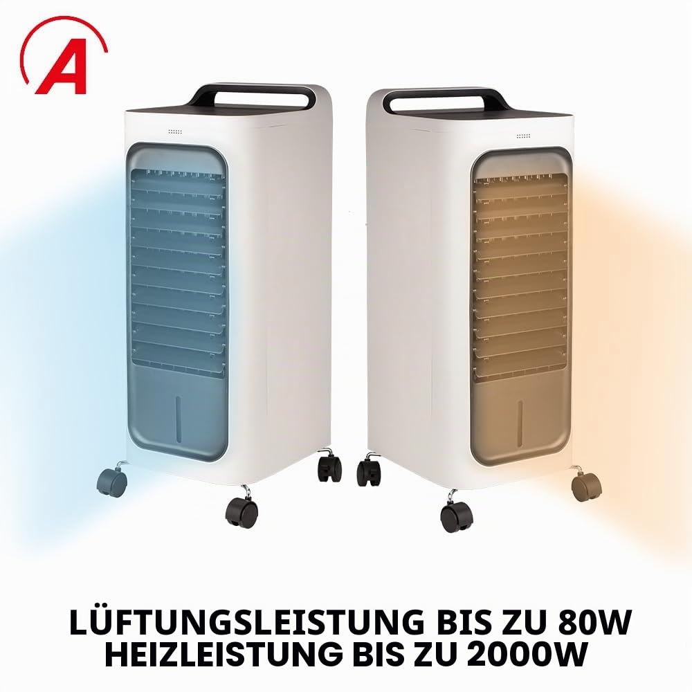 ARDES - ARCF02 Kühl- und Wärmezirkulator TAO mit Fernbedienung, Touch Controls und Display - 3-stufiger Verdunstungskühler mit Lamellenoszillation und Staubfilter - Transportierbar