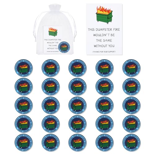 24 Pcs Dumpster Fire Response Team Pin Dumpster Fire Enamel Brooch with Tulle Pouch and Motivational Card Office Team Gift for Coworkers Team Members(Blue)