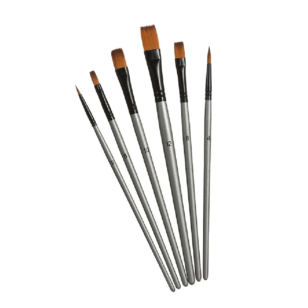 Lot de 6 pinceaux à Poils en Nylon pour Aquarelle, pinceaux Multi-usages pour Bricolage