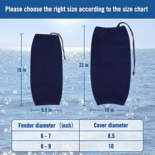 Image of Affordura Boat Fender Covers | 4 Packs (Navy Blue) | Size: 8.5″ x 16″ | Marine Bumper Covers, Premium Fleece Material, Great for 6.5 inch Fender
