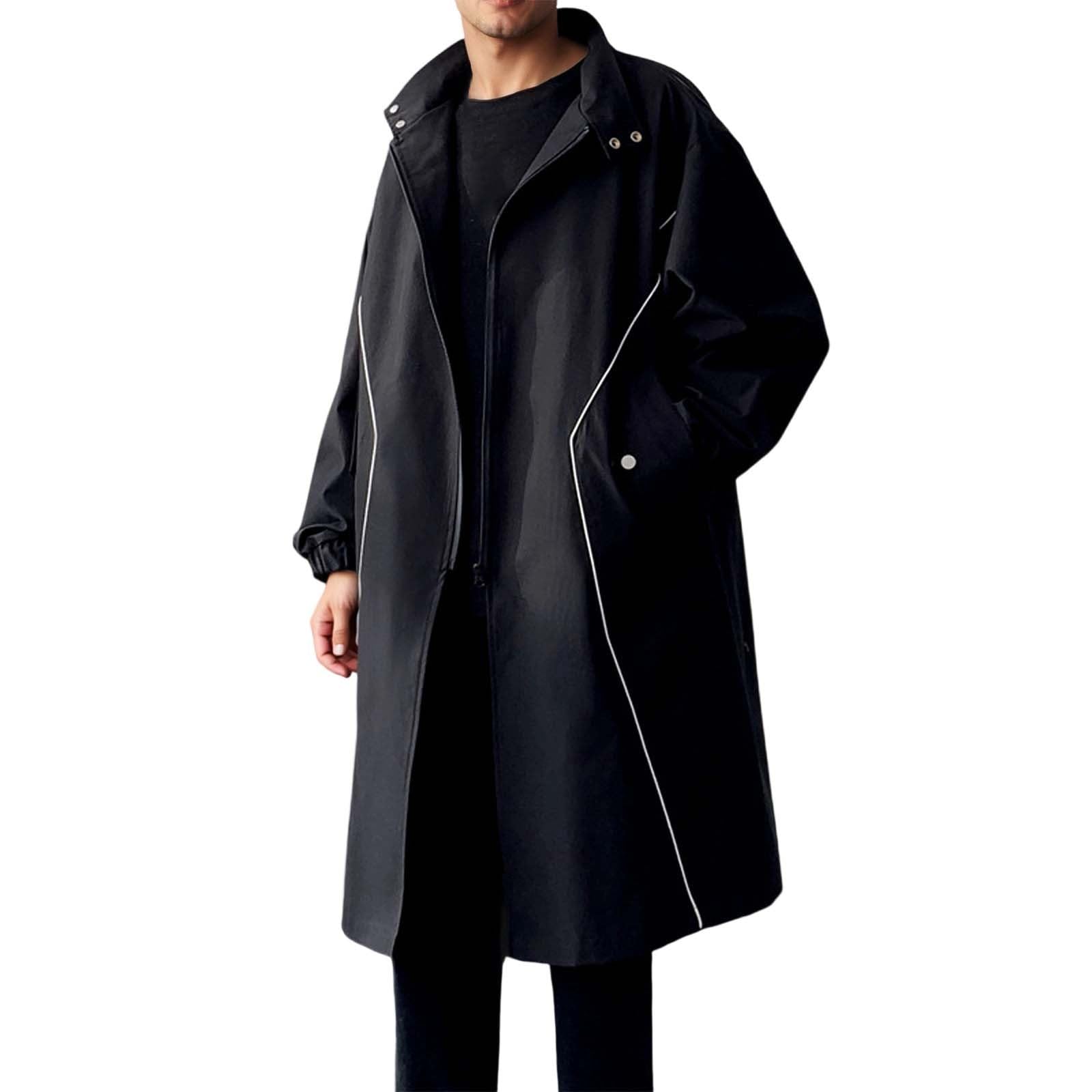 Cappotto Corto Uomo,Men's Anoraks - Cappotto trench casual di media lunghezza con collo oversize in stile moda giovane autunno-inverno comfort quotidiano ampia e versatile urbano moderno