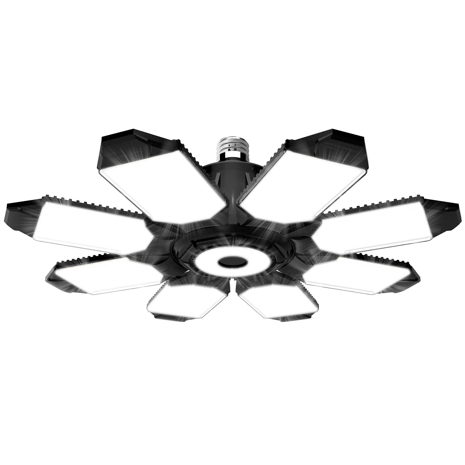 Rafow 180W LED Garage Light 1 Pack - 18000LM 6500K Deformable Ceiling Lighting Fixture with 8 Adjustable Panels - E26/E27 Bay Light for Garage, Basement, Shop, Workshop, Warehouse