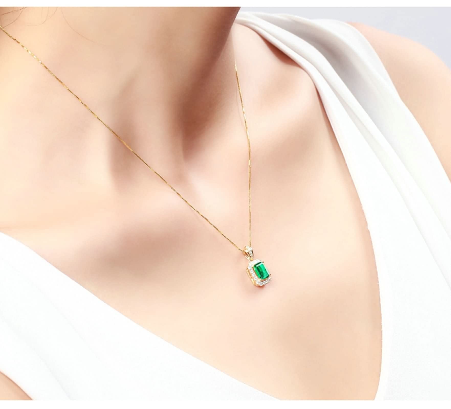 Geburtsstein-Halskette für Damen, Halskette aus 18 Karat 750er Gold mit Edelstein, luxuriöse Damen-Halskette als Geschenk