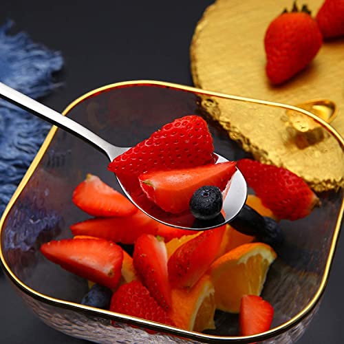 Image of 2Pcs Soup Spoons Stainless Steel Round Tablespoons, 8.26 Inch Long Handle Dinner Rice Korean Spoons Set for Home Kitchen Restaurant