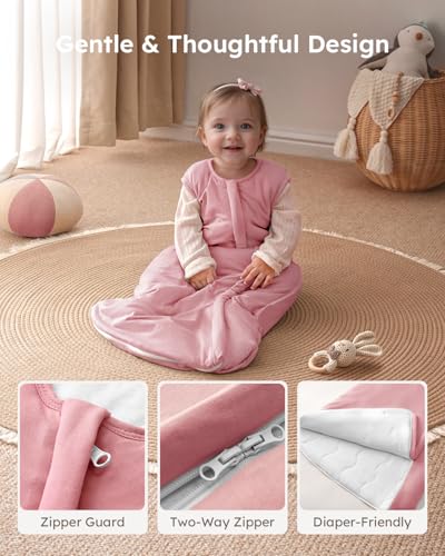 Image of Yoofoss Rayon Made from Bamboo Baby Sleep Sack 24-36 Months 1.0 Tog Baby Wearable Blanket, Super Soft Infant Toddler Sleeping Sack 2-Way Zipper