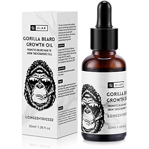 uLab Gorilla Beard Oil for Hair Growth, Mens Natural Daily Hair Growth Oil Formula for Beards and Facial Hair, 30ml Cover