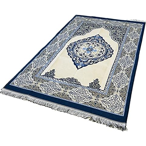 bazachi Mihrab Taffeta Portable Ottoman Prayer Mat / Rug 250g, Size:120 x 70 cm (Blue) Cover