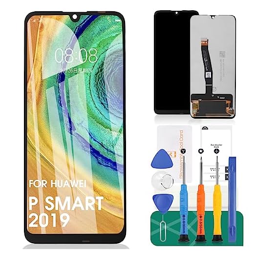 SRJTEK för Huawei P SMART 2019 LCD-skärmbyte, för Huawei P SMART 2019 Pot-LX1 POT-LX2J Pot-LX3 POT-LX1RUA POT-LX1AF Lcd pekskärm Digitizer glasmonteringssats (svart)