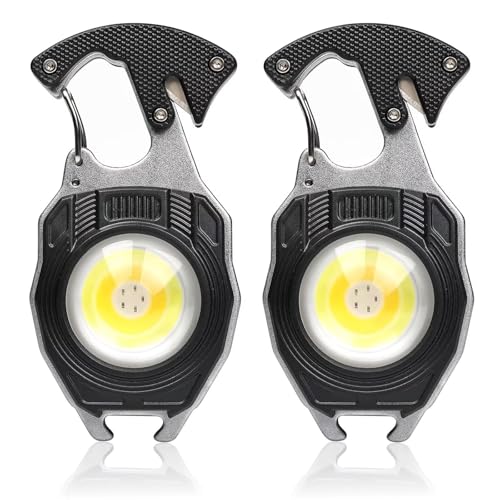 MAKDAK Cob Keychain Work Light 2PC Rechargeable EDC Keychain Flashlight 7 Modes 1600Lumen high Lumen Flashlights for Emergencies Led Flashlight (Black)