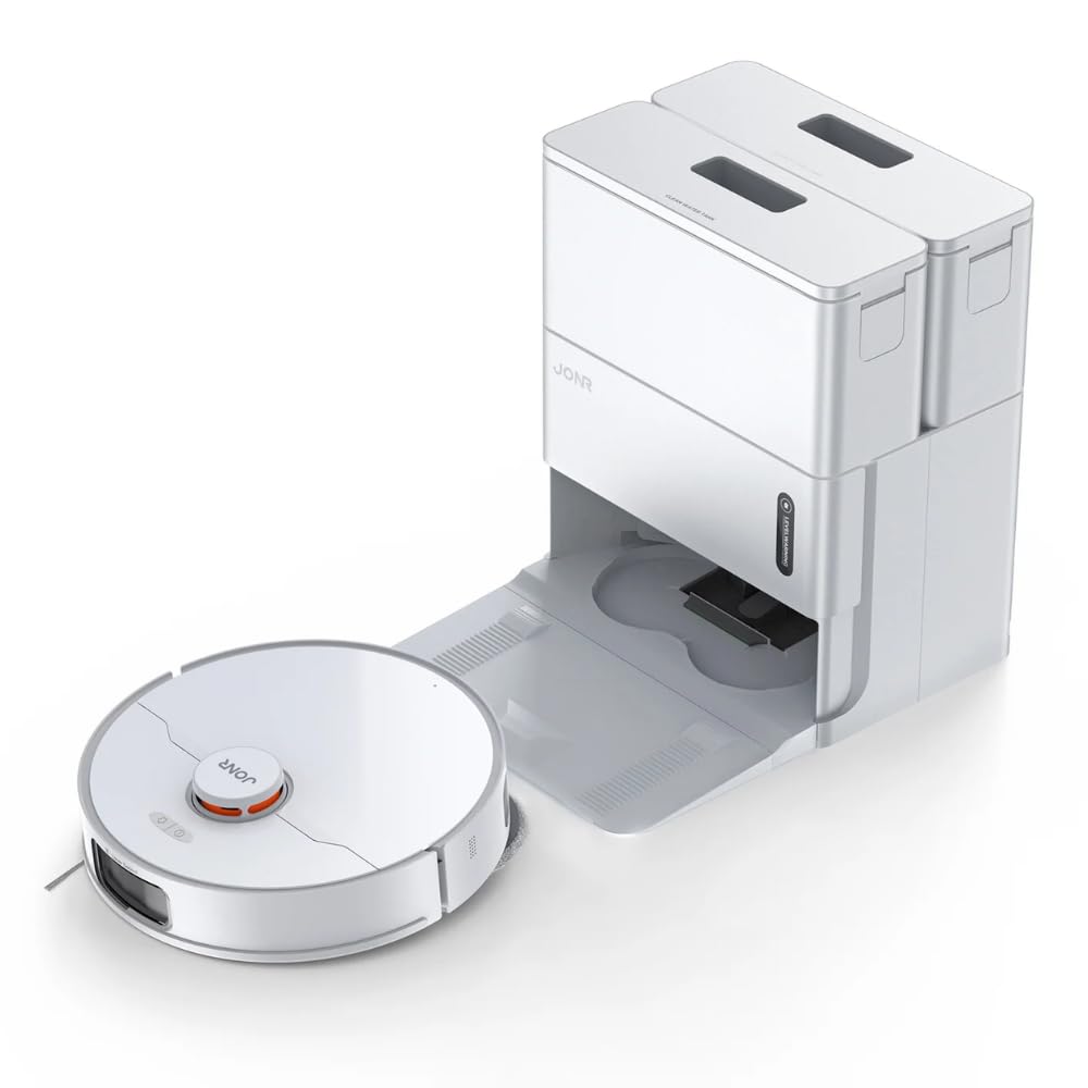 JONR T5 Pro Robot Aspirateur avec vadrouille extensible, puissance d'aspiration 8000Pa, lavage et séchage automatique de la vadrouille, navigation AI avec LiDAR