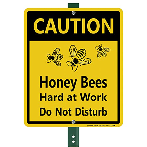 Panneau aluminium Honeybees Do Not Disturb avec piquet signalétique extérieur