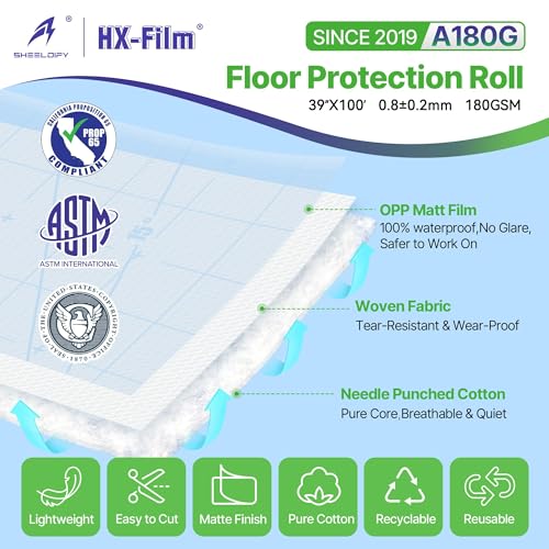 Protector para piso resistente 39"x100' de construcción HX-Film, película plástica para protección de alfombras y pisos, color azul hielo miniatura 2